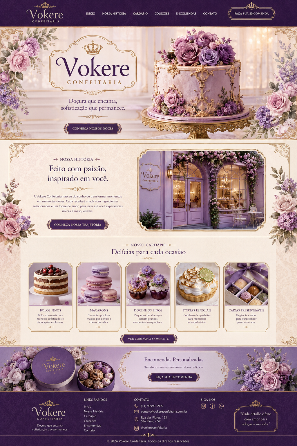 Layout visual aprovado Vokere Confeitaria